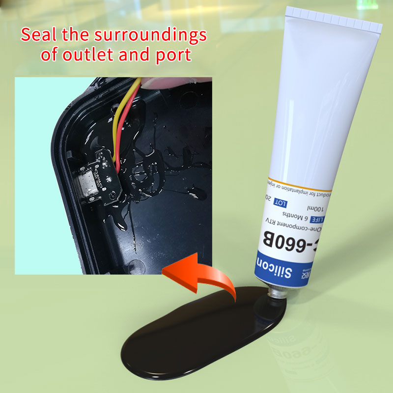 Black flowable waterproof sealing and potting silicone adhesive HC-660B_1