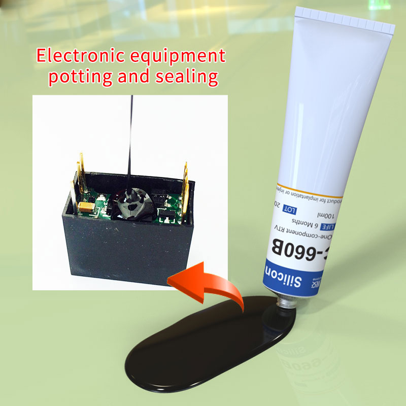 Black flowable waterproof sealing and potting silicone adhesive HC-660B_2