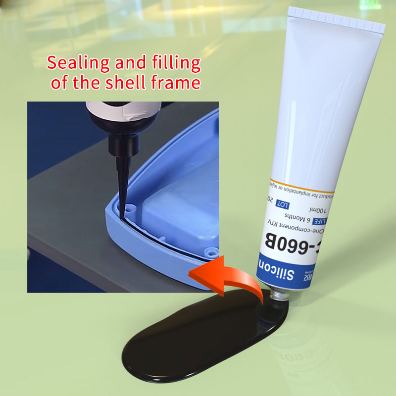 Black flowable waterproof sealing and potting silicone adhesive HC-660B_5