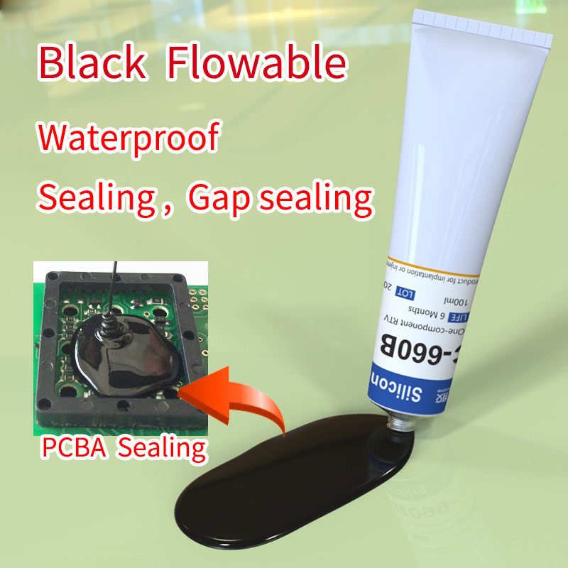 Black flowable waterproof sealing and potting silicone adhesive HC-660B