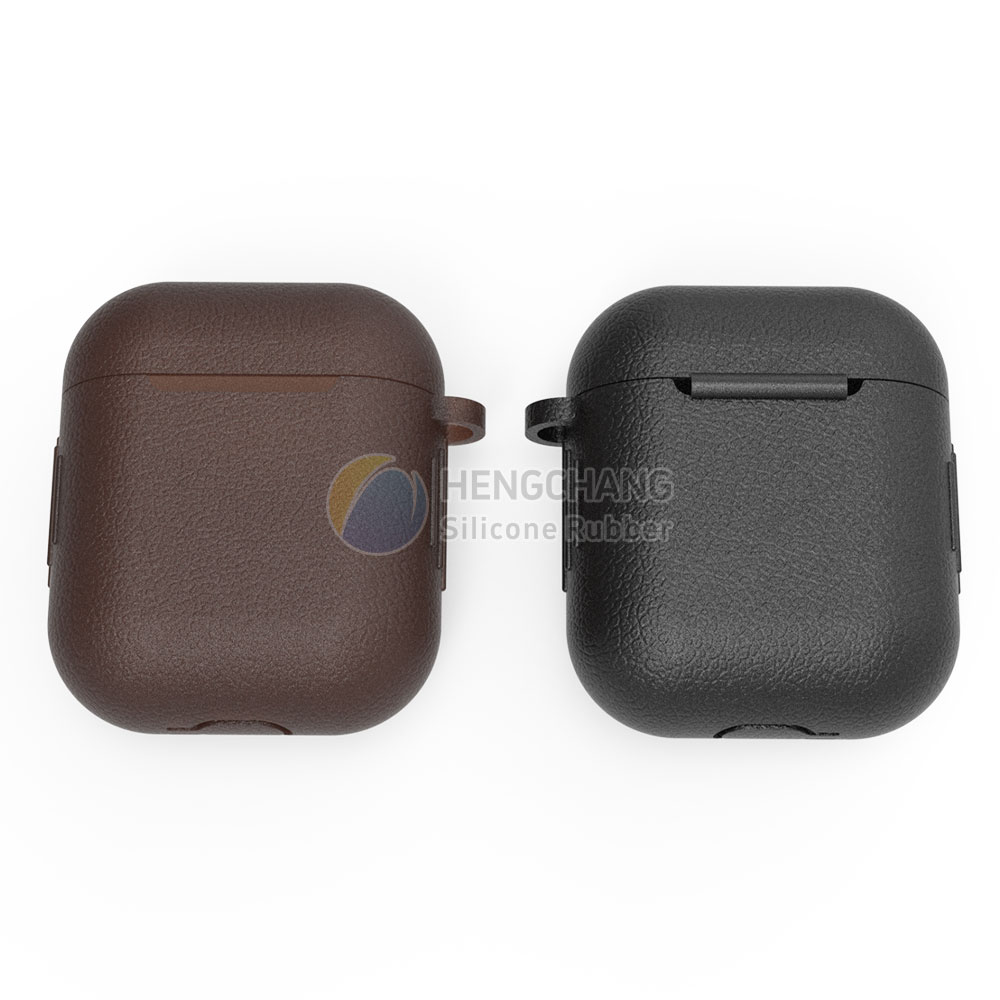 Custom leather texture style for Bluetooth Earbuds soft silicone rubber case mold opening-5