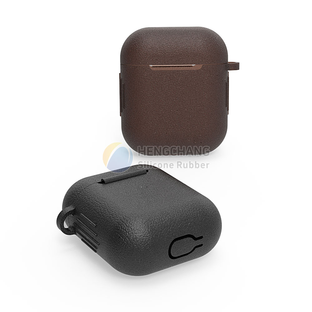 Custom leather texture style for Bluetooth Earbuds soft silicone rubber case mold opening-7