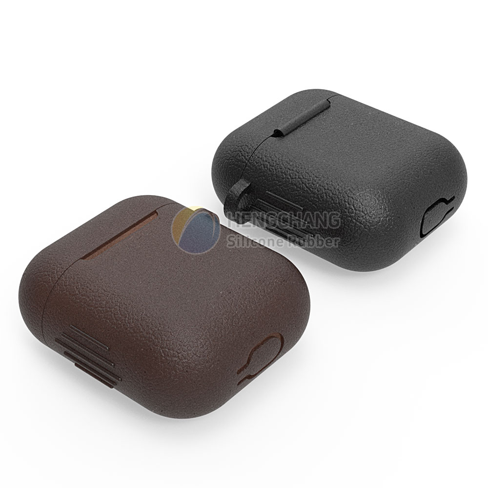 Custom leather texture style for Bluetooth Earbuds soft silicone rubber case mold opening-9