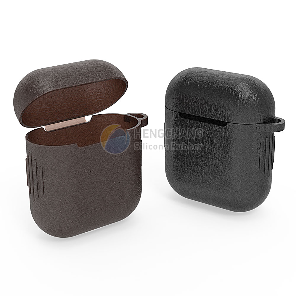 Custom leather texture style for Bluetooth Earbuds soft silicone rubber case mold opening